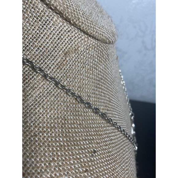 Double Heart Pendant Necklace With Pink & Silver Tones - Picture 3 of 4